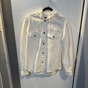 Cream Button-Up Hoodie Shirt